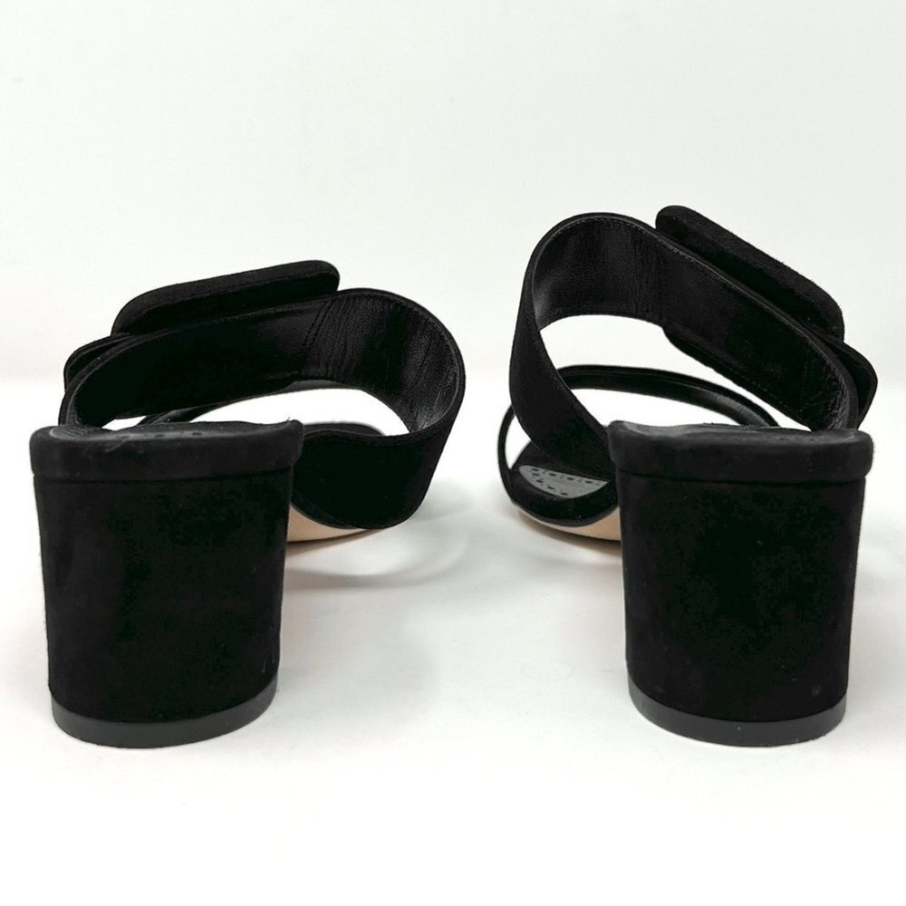 Manolo Blahnik Black Suede Buckle Mules Block Heel 50mm 38 - Picture 5 of 10